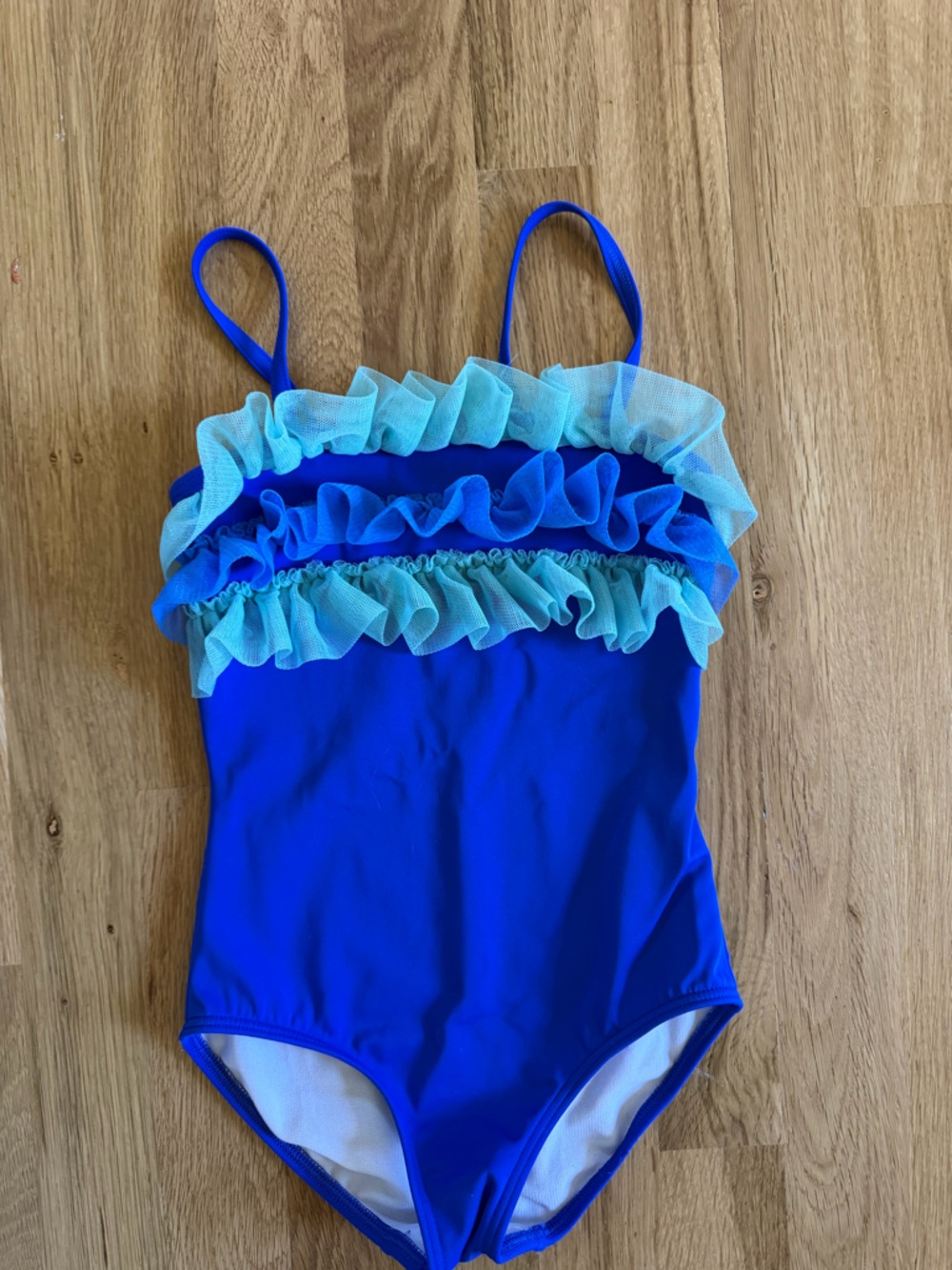 Girls' Blue Ruffle One-Piece Swimsuit